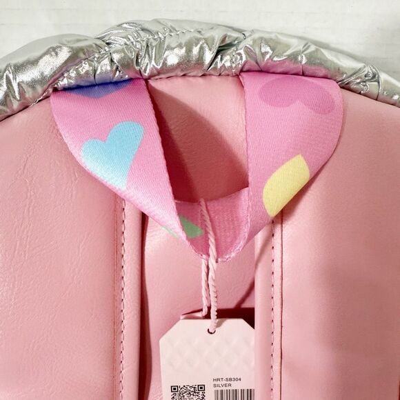 Omg Reflective Scrunch Pink Silver Metallic Barbie Large Quilted Dance Backpack - Picture 12 of 12